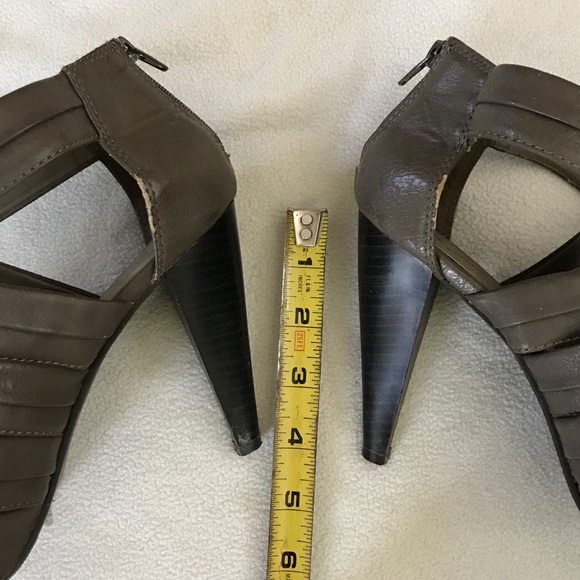 Qupid gray/tan strappy open peep toe heels sz 6.5 - Picture 5 of 6